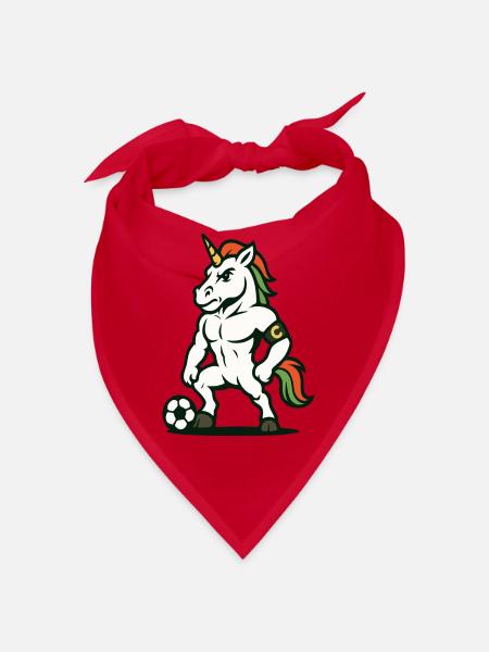 Maskottchen des Unicorn-Fußballkapitäns steht stolz da - Bandana - Rot - Vorne