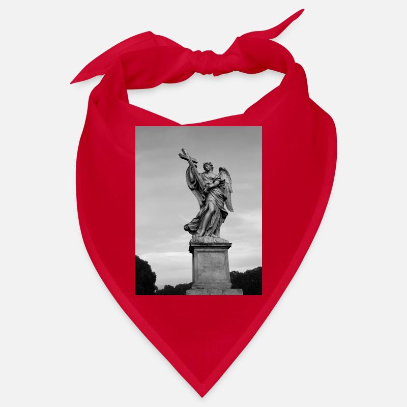 Engelstatue mit Kreuz in Grau Bandana
