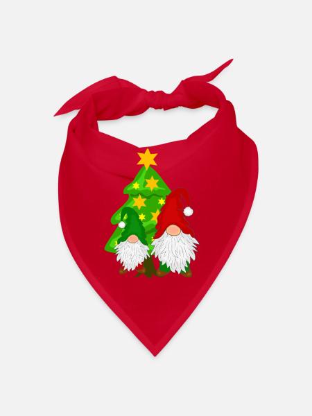 Wichtel vor dem Tannenbaum - Bandana - Rot - Vorne
