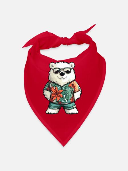 Eisbär Comic Urlaub - Bandana - Rot - Vorne