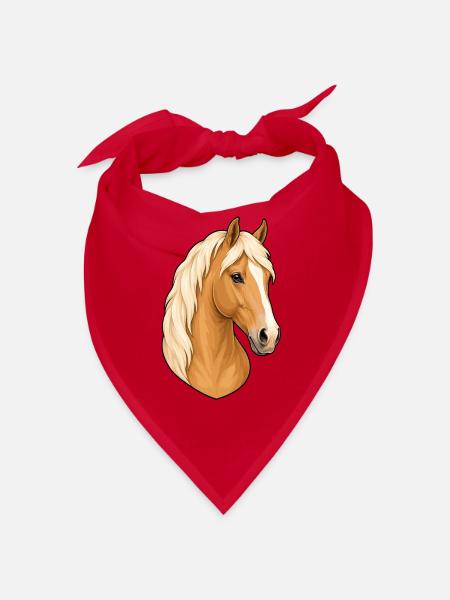 Hellkastanienbraunes Haflinger-Pferdeporträt - Bandana - Rot - Vorne