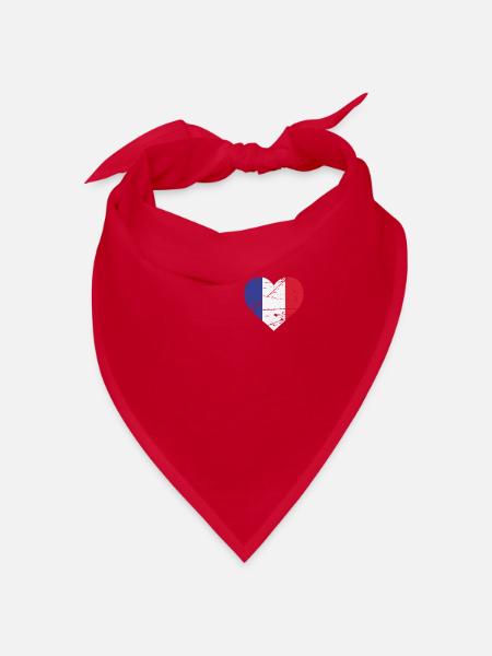 France Heart Flag France Patriot Fan - Bandana - rouge