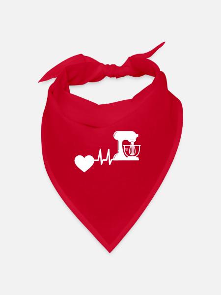 Baker Baking Heartbeat Bakery Hobby Confectioner - Bandana - red - Front
