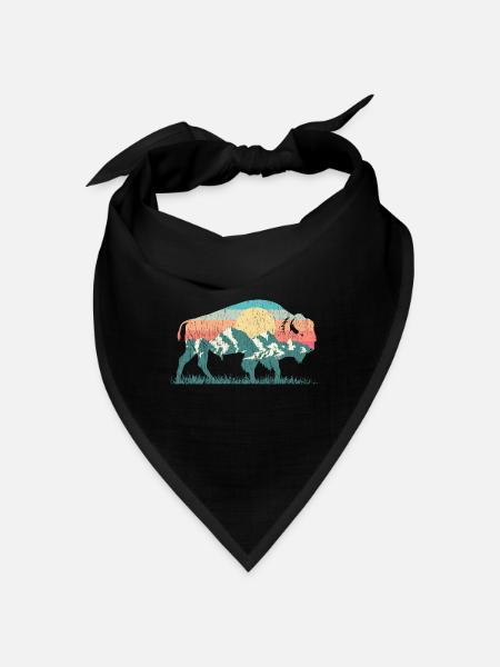 Nature buffalo bison retro mountain 70s 80s silhouette - Bandana - red - Front