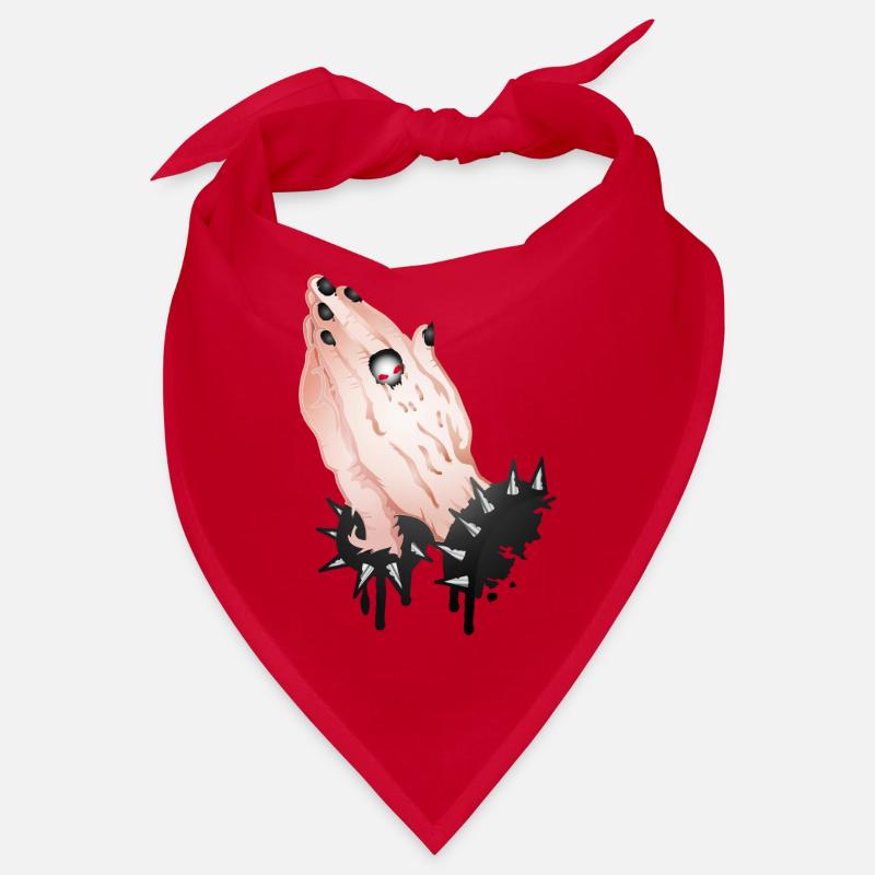Mains Prières Gothiques Avec Bague Crâne Bandana