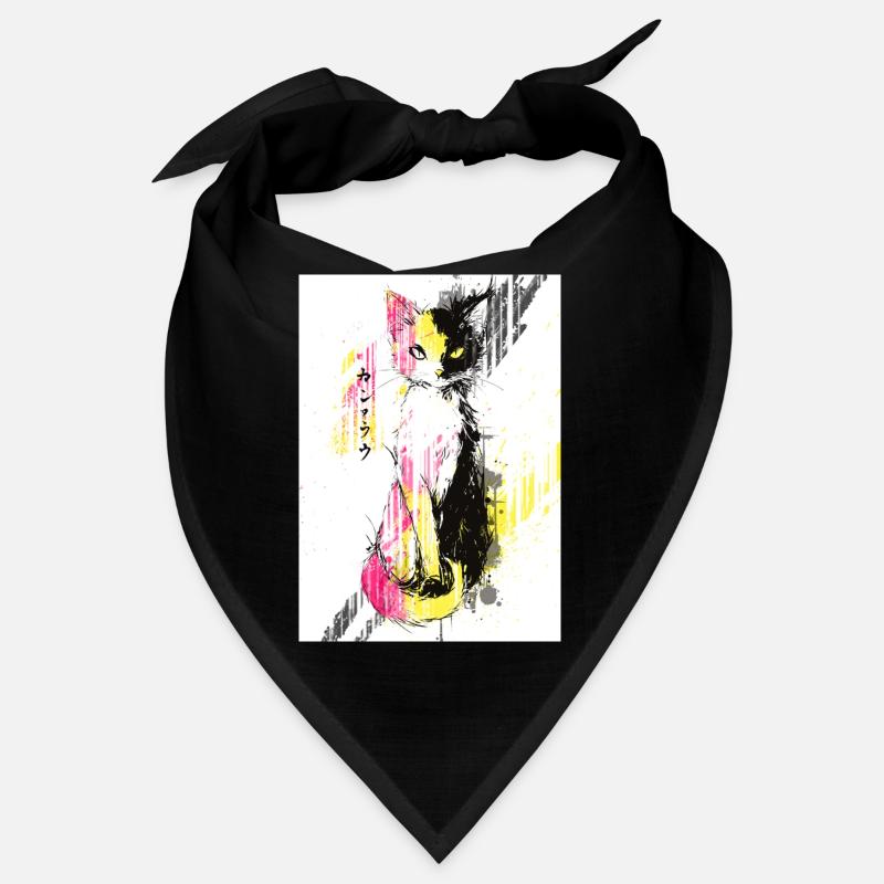 Chat bicolore néon en éclats Bandana