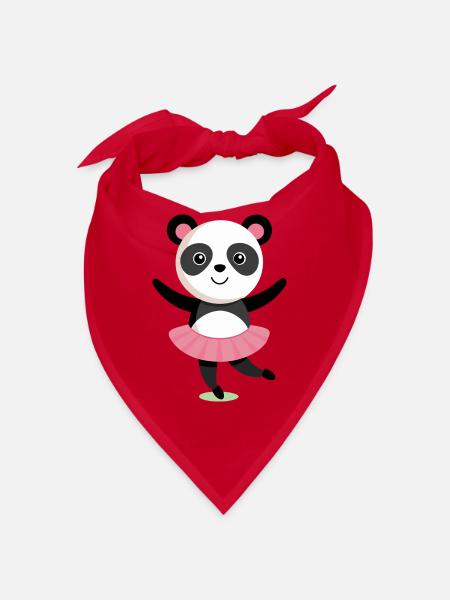 Tanzende Panda mit Tutu - Bandana - Rot - Vorne