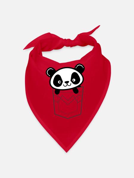 Panda lugt aus der Tasche - Bandana - Rot - Vorne
