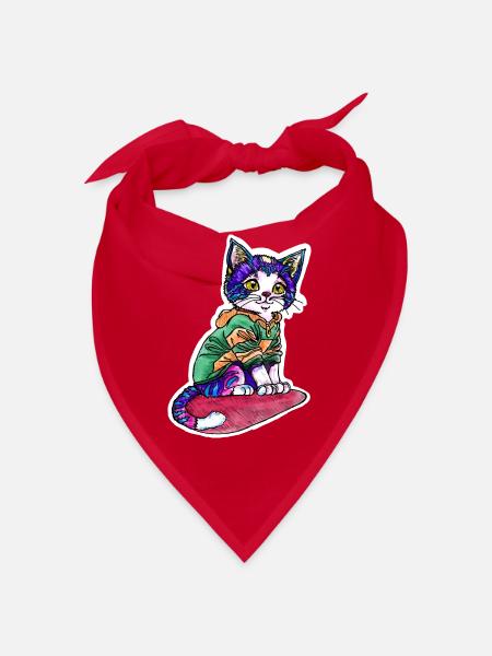 Katze im grünen Pulli - Bandana - Rot - Vorne