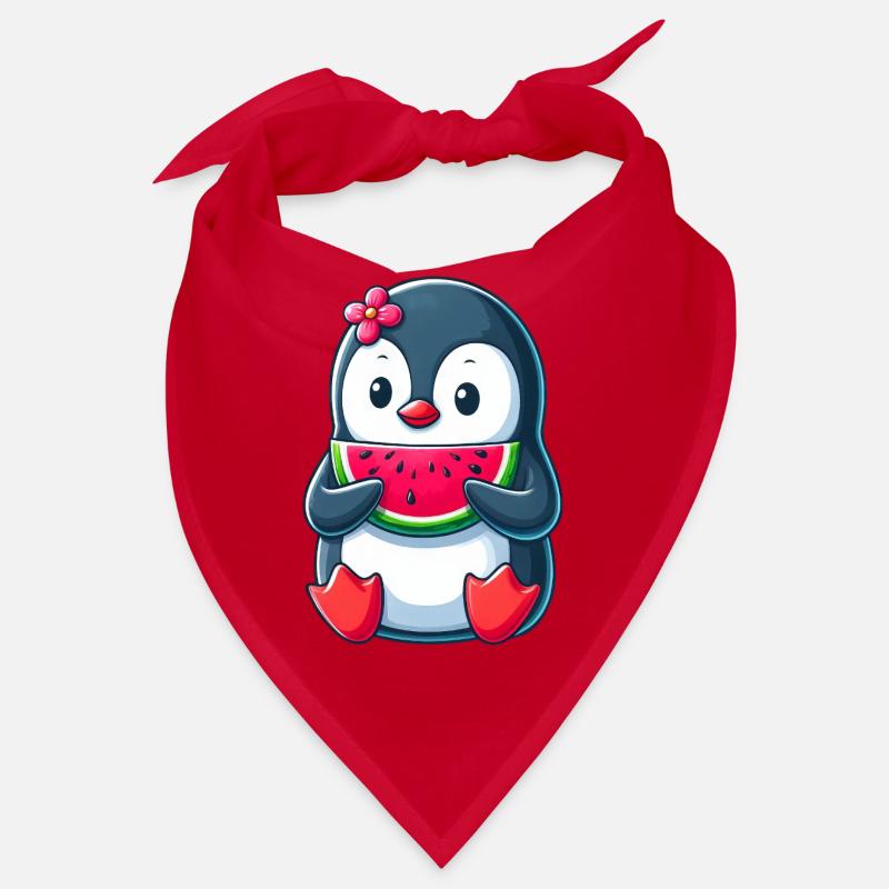 pingouin mignon avec dessin animé d’été pastèque Bandana