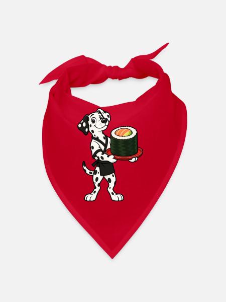 Dalmatinischer Kellner serviert eine riesige Sushi-Rolle - Bandana - Rot - Vorne