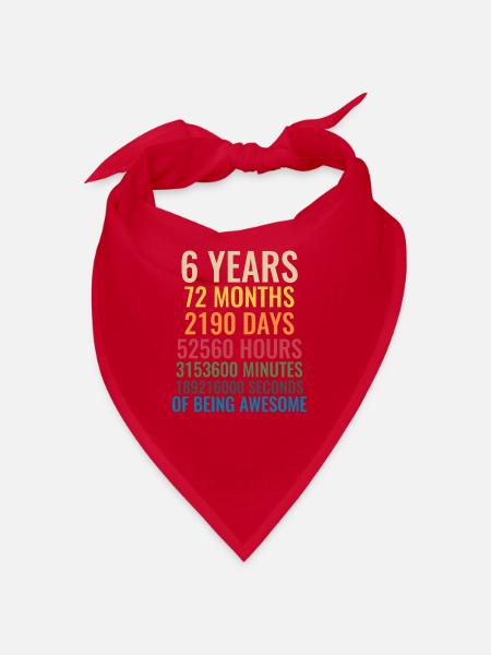 6th Children's Birthday 6 Years Gift Idea - Bandana - red - Front