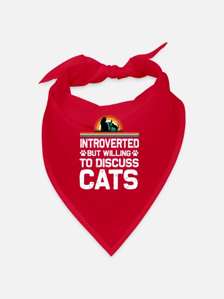Animal Lovers Introverted Cat Dog Pet - Bandana - red - Front