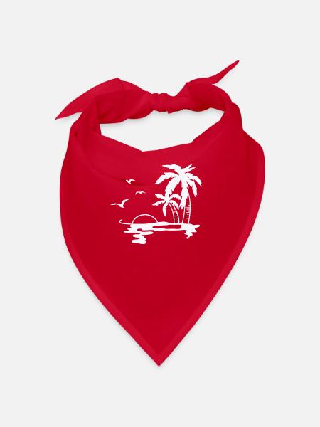 Digitale Zeichnung Strand mit Palmen - Bandana - Rot - Vorne