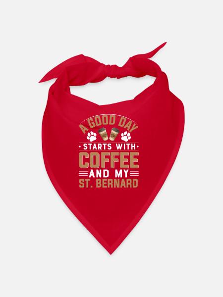 Bernhardiner St. Bernhardshund Kaffee Trinken - Bandana - Rot - Vorne