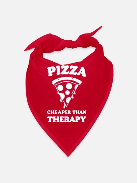 Pizza billiger als Therapie - Bandana - Rot - Vorne