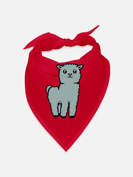 Niedliches Alpaka Lama Tier weich flauschig comic - Bandana - Rot - Vorne