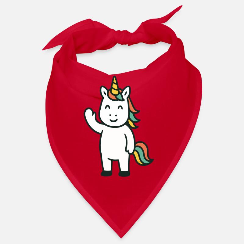 Niedliches Winkendes Einhorn mit buntem Mähnen-Maskottchen Bandana