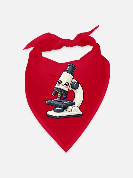 Kawaii Mikroskop Design - Bandana - Rot - Vorne