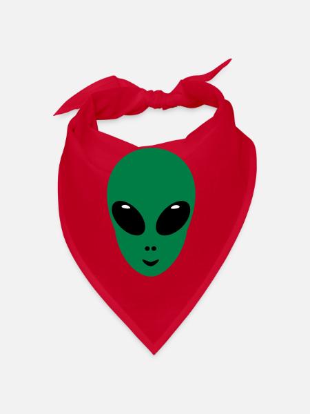 Alien Kopf Face Grün Geschenk marsmännchen space - Bandana - Rot - Vorne
