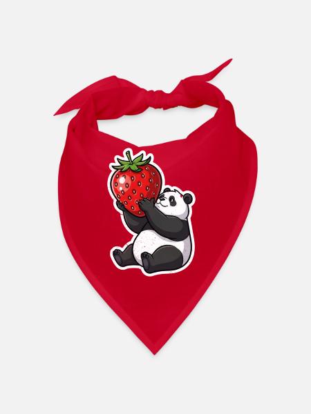 Panda Erdbeerfreund Sticker - Bandana - Rot - Vorne