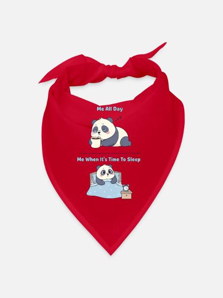 Süßer Panda Cartoon schlaflos müde Büroarbeit - Bandana - Rot - Vorne