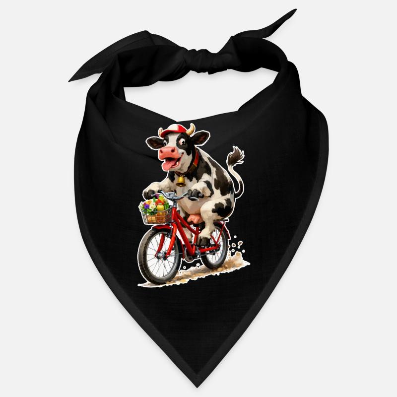 Vache sur vélo avec panier Bandana