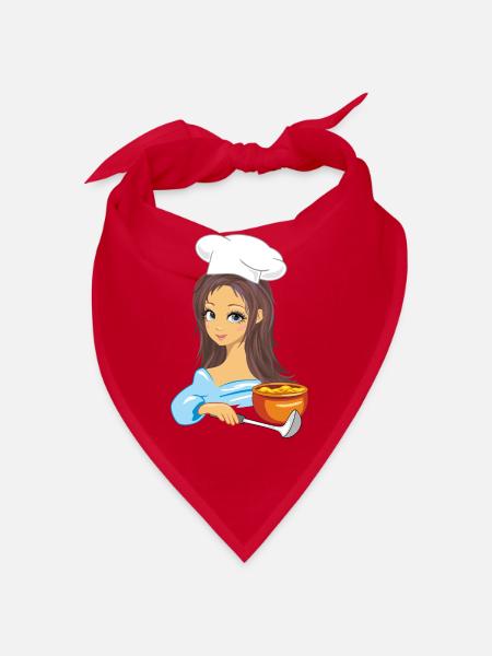Süßes Mädchen Koch liebt es, Brei zu kochen - Bandana - Rot - Vorne