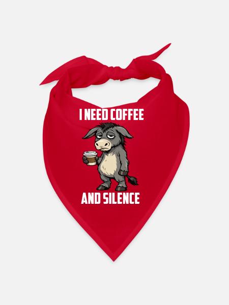 I Need Coffee and Silence Esel Eselchen Eselhalter - Bandana - Rot - Vorne