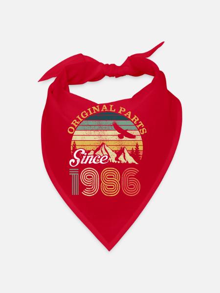 Vintage 1986 anniversaire cadeau vintage rétro - Bandana - rouge - Devant