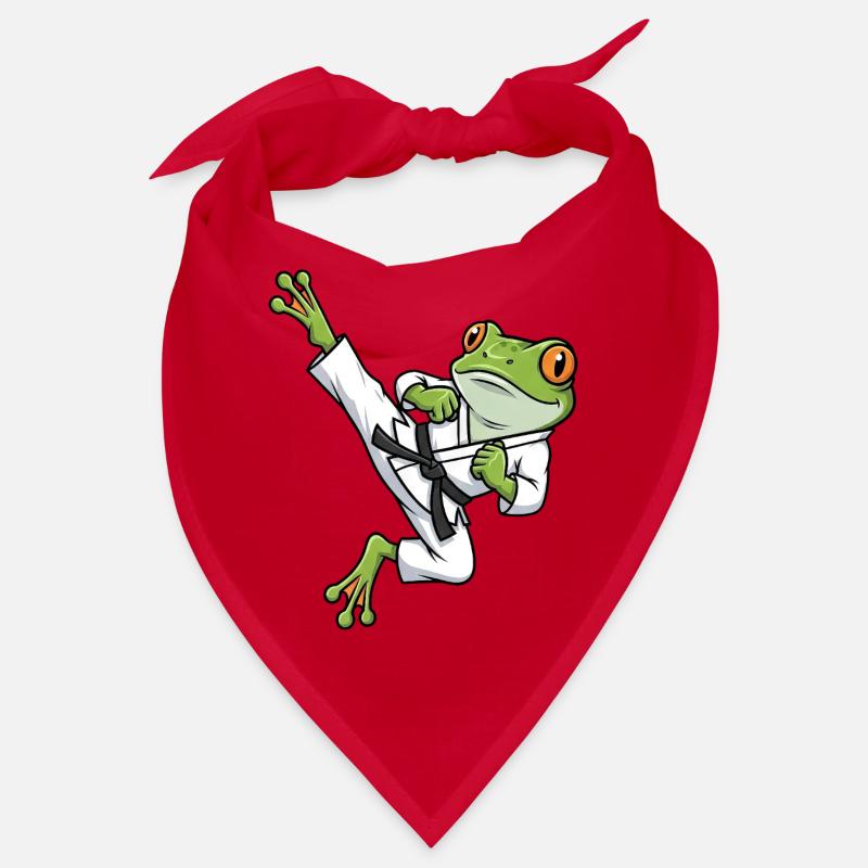 Whimsical Frog Toad Toad Karate Martial Arts - Bandana - red