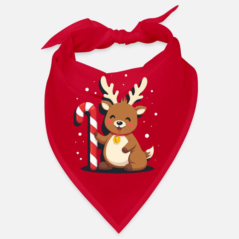 Reindeer with candy cane in winter magic Bandana