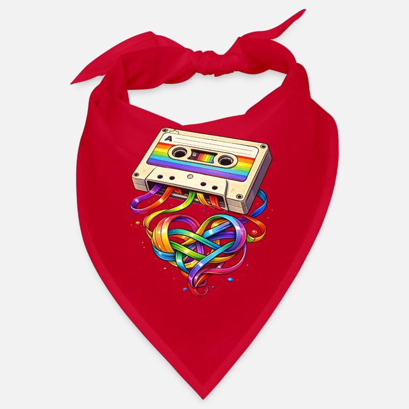 Cassette rétro avec un arc en forme de cœur Bandana