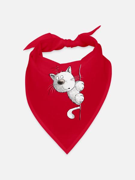 Weiße Katzen I Katzenfreunde Geschenk - Bandana - Rot - Vorne