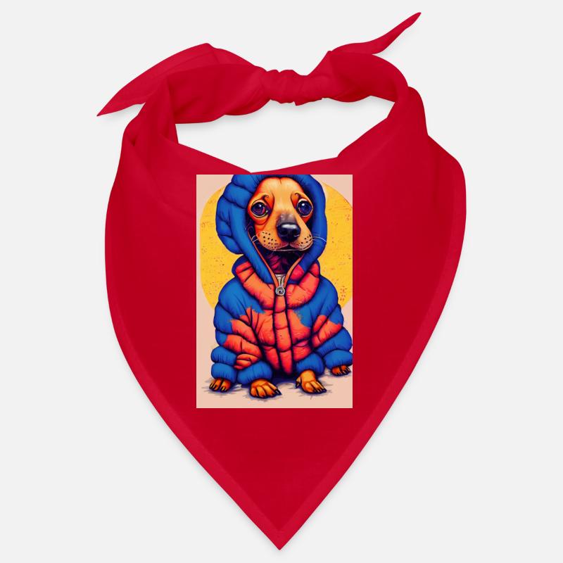 Pop Art Dachshund with Oversized Puffer Jacket Bandana