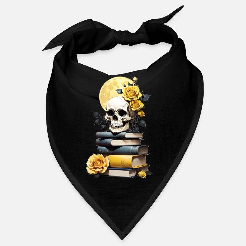 Stack of books with skull Bandana