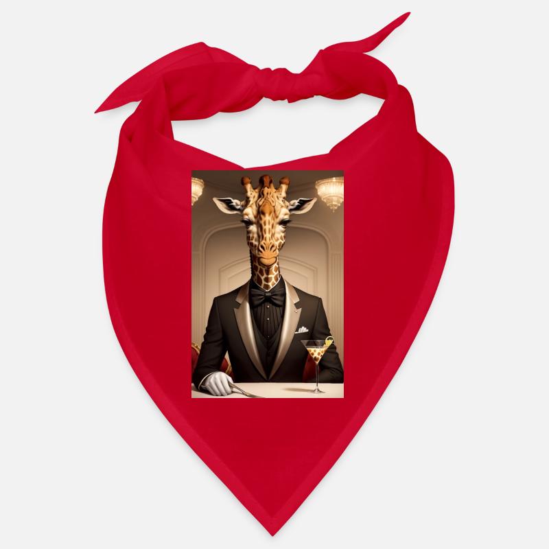 Eine Giraffe im Restaurant mit Martini Bandana