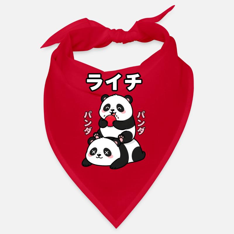 Cute Pandas Enjoying Lychee Fruit Bandana