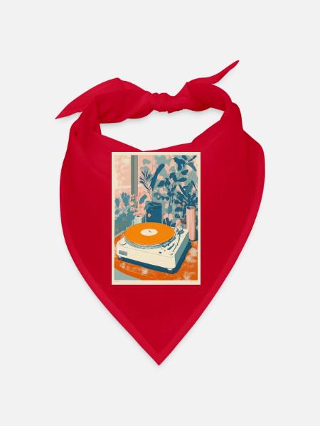 Retro-Vinyl-Gartenszene - Bandana - Rot - Vorne