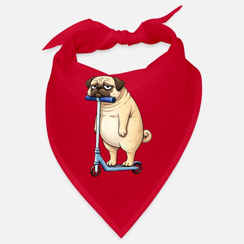 Süßer Mops Roller Scooter Hund einsam Cartoon Bandana