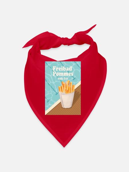 Freibad Pommes beste Zeit Retro Sommer - Bandana - Rot - Vorne