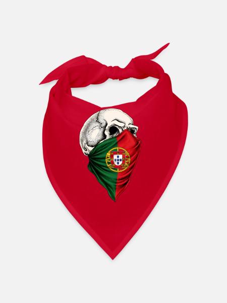 Portugiesischer Flaggenschädel - Bandana - Rot - Vorne