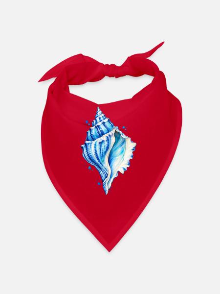 Blaue Muschel Wasserfarbenbild - Bandana - Rot - Vorne