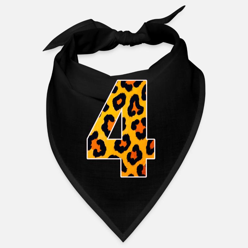 Leopard Print Numeral 4 Fire Orange Bandana