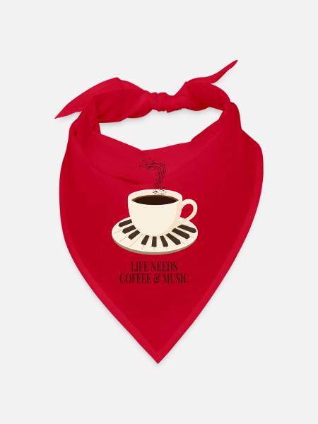 Kaffee, Musik und Klavier - Bandana - Rot - Vorne