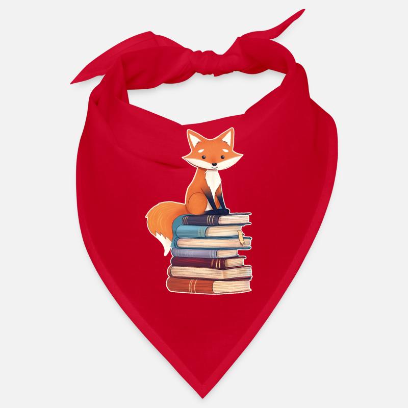 Fuchs auf Bücherstapel Bandana