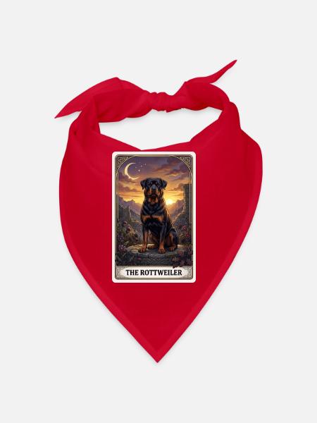 Rottweiler Mondschein Tarot - Bandana - Rot - Vorne
