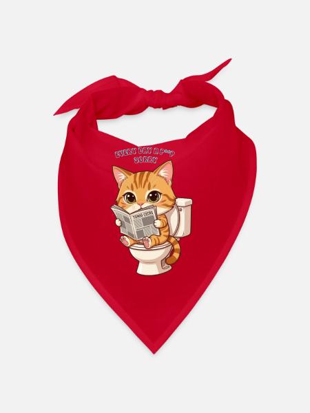 Toilettenkatze liest Zeitung süße Katze - Bandana - Rot - Vorne