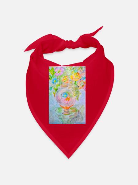 Runde Vase mit verschiedenen Blumen - Bandana - Rot - Vorne