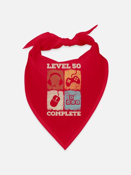 50. Geburtstag Level Complete Gaming - Bandana - Rot